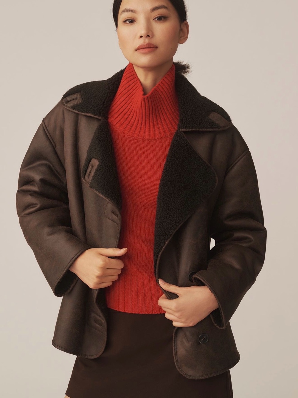 Pilcro Faux Shearling Cocoon Coat - Picture 1 of 13